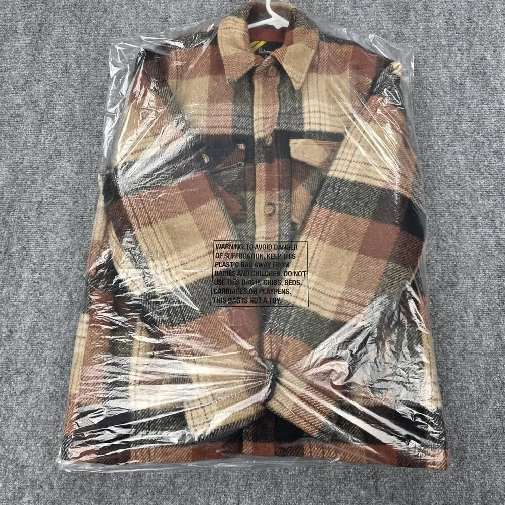 Vintage Sears Jacket Mens Medium Brown Plaid Flannel Quilted Lined Workwear 70s - Picture 14 of 16